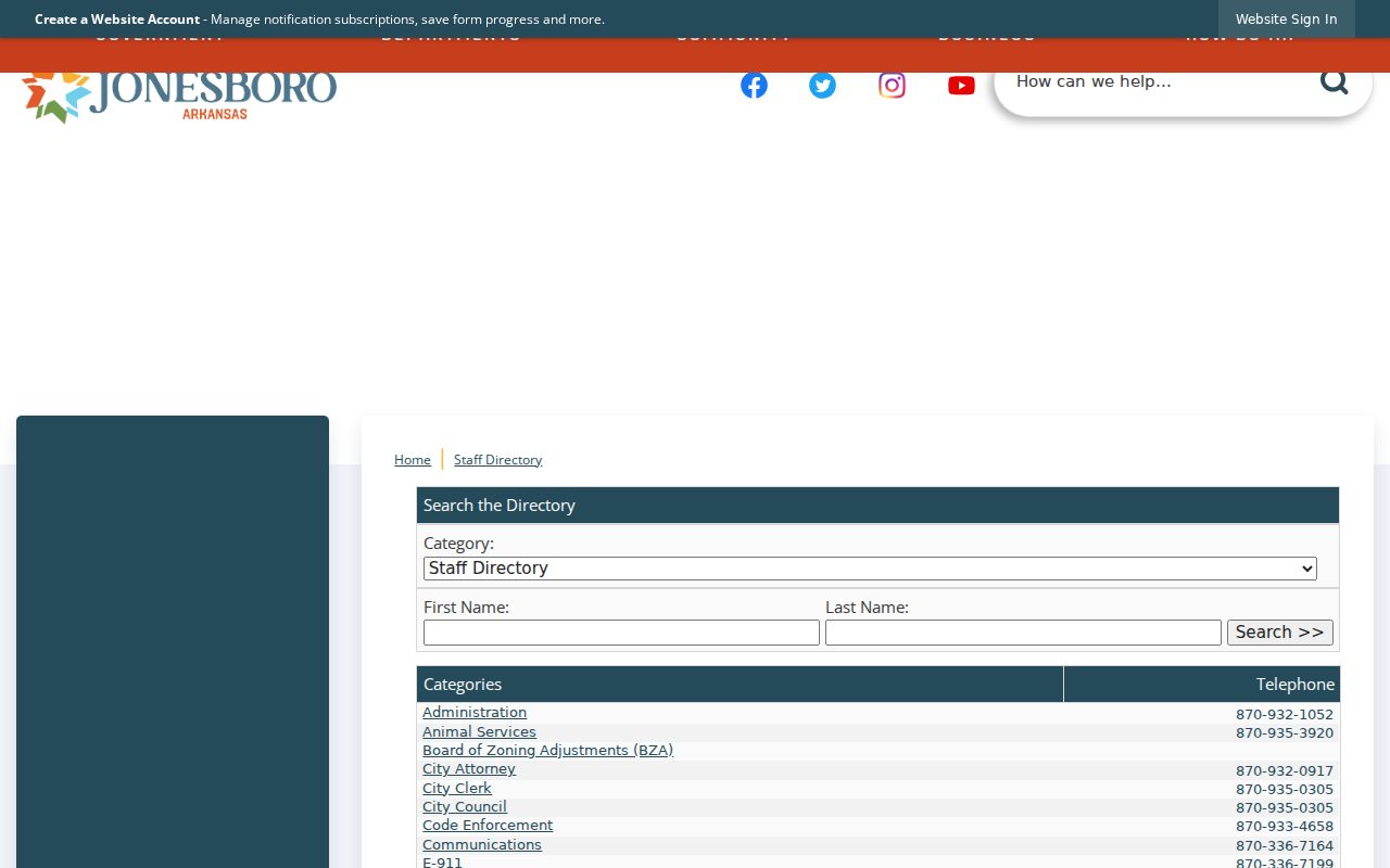 Jonesboro people search city staff directory