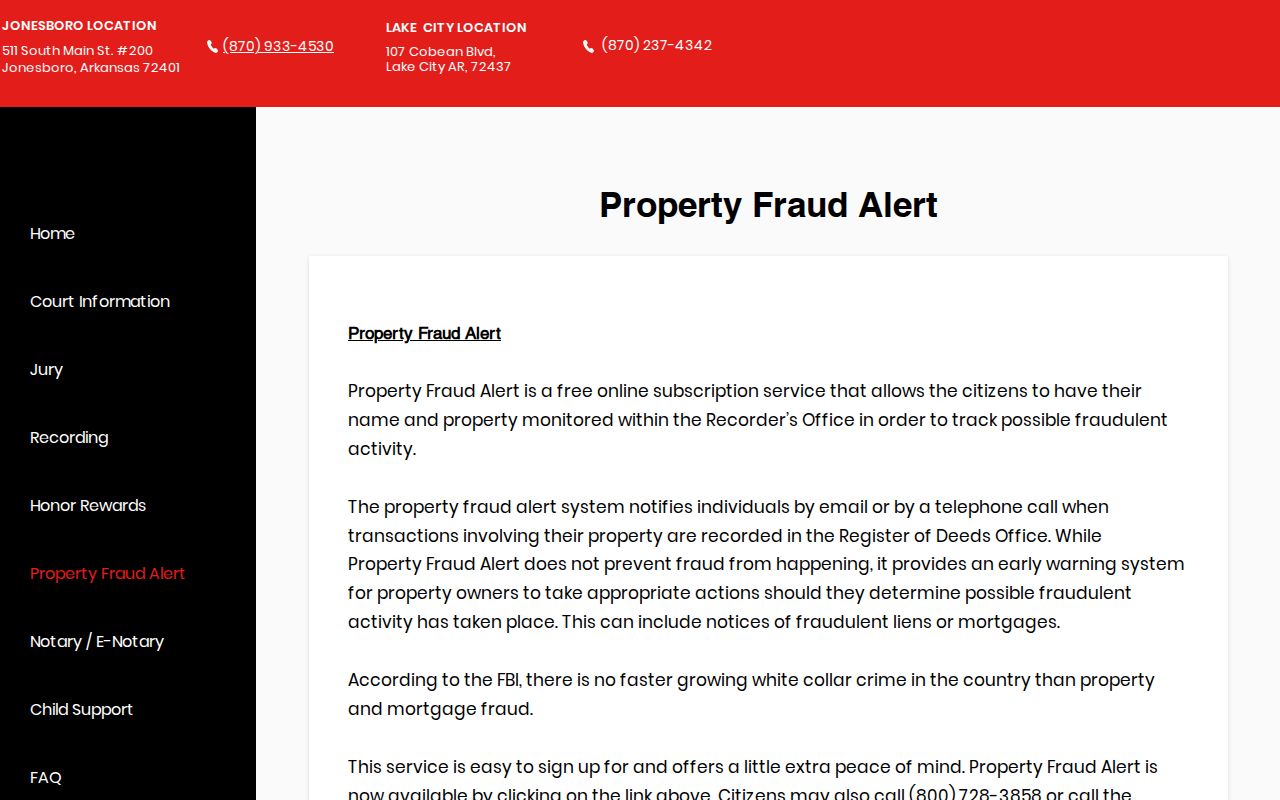 Craighead County property fraud alert for recorded document monitoring